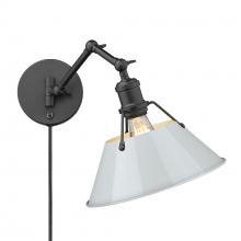  3306-A1W BLK-DB - Orwell BLK 1 Light Articulating Wall Sconce in Matte Black with Dusky Blue shade